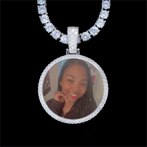 925S & VVS Moissanite 3D Circle Custom Picture Pendant
