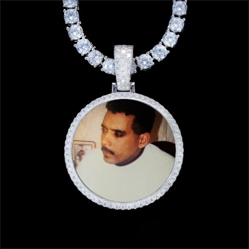 925S & VVS Moissanite 3D Circle Custom Picture Pendant