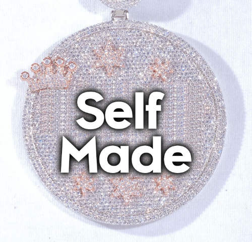 CUSTOM LETTER NECKLACE 3D BIG CROWN DISC