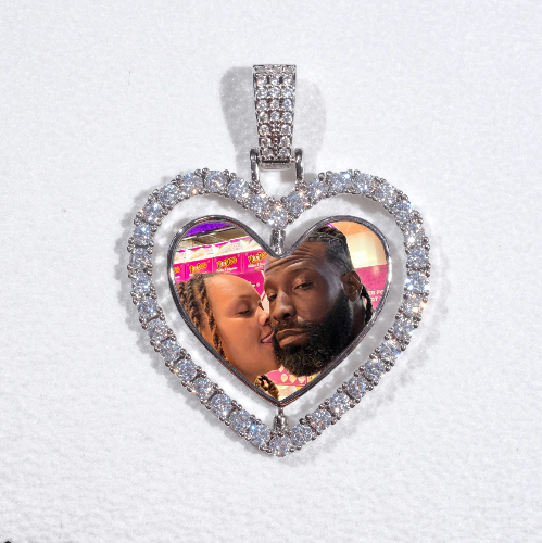 3D Spinning 2-Faced Heart Custom Picture Pendant
