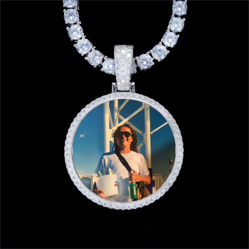 925S & VVS Moissanite 3D Circle Custom Picture Pendant
