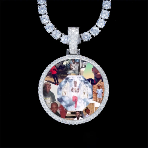 925S & VVS Moissanite 3D Circle Custom Picture Pendant