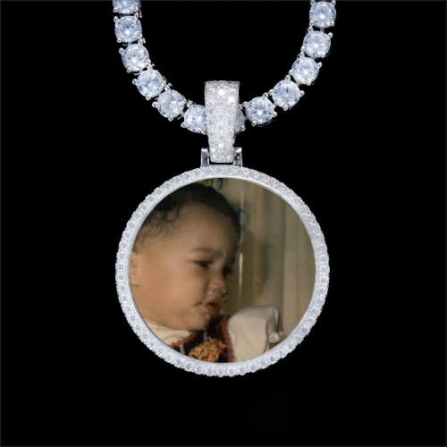 925S & VVS Moissanite 3D Circle Custom Picture Pendant