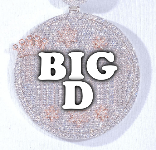 CUSTOM LETTER NECKLACE 3D BIG CROWN DISC