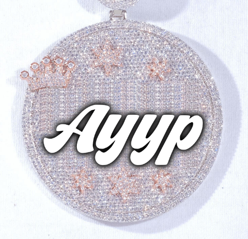 CUSTOM LETTER NECKLACE 3D BIG CROWN DISC