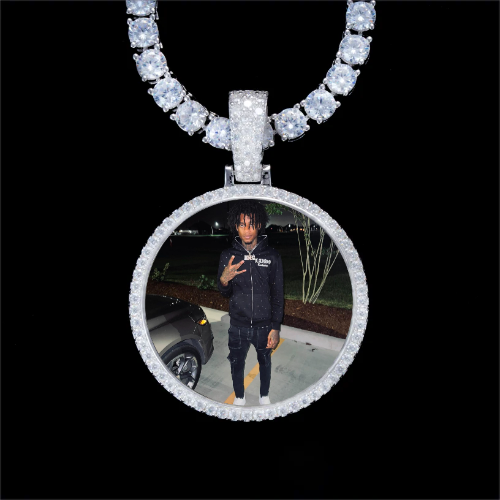 925S & VVS Moissanite 3D Circle Custom Picture Pendant