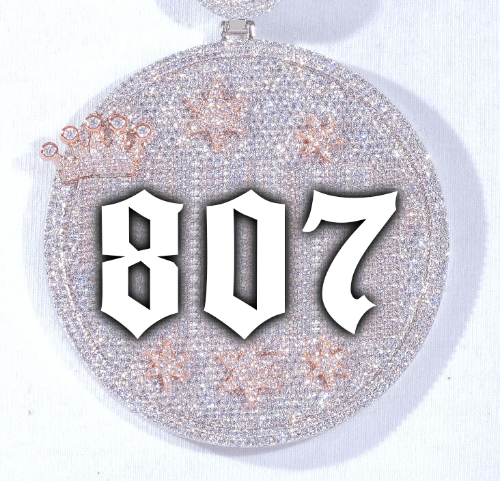 CUSTOM LETTER NECKLACE 3D BIG CROWN DISC