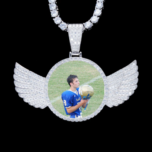 925S & VVS Moissanite 3D Wing Custom Picture Pendant