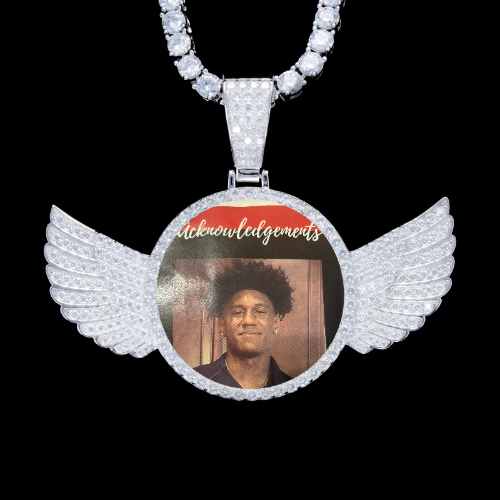 925S & VVS Moissanite 3D Wing Custom Picture Pendant