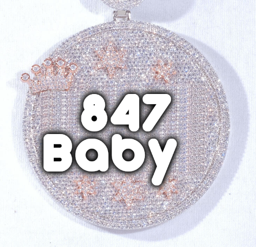 CUSTOM LETTER NECKLACE 3D BIG CROWN DISC