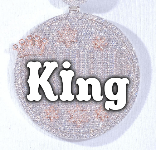 CUSTOM LETTER NECKLACE 3D BIG CROWN DISC