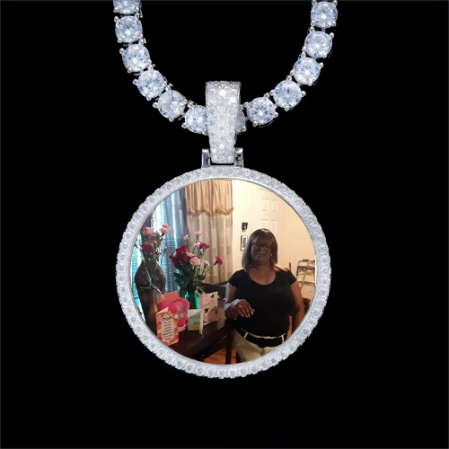 925S & VVS Moissanite 3D Circle Custom Picture Pendant