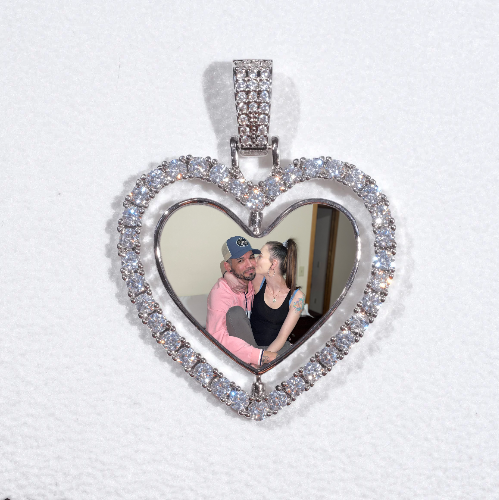 3D Spinning 2-Faced Heart Custom Picture Pendant