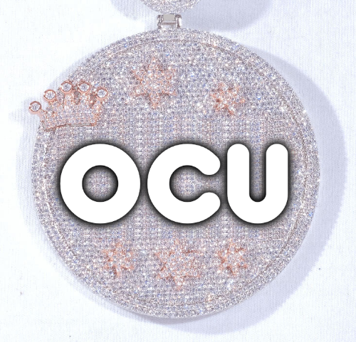 CUSTOM LETTER NECKLACE 3D BIG CROWN DISC