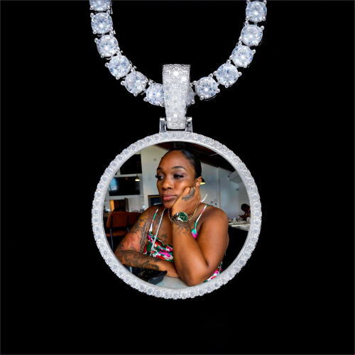 925S & VVS Moissanite 3D Circle Custom Picture Pendant