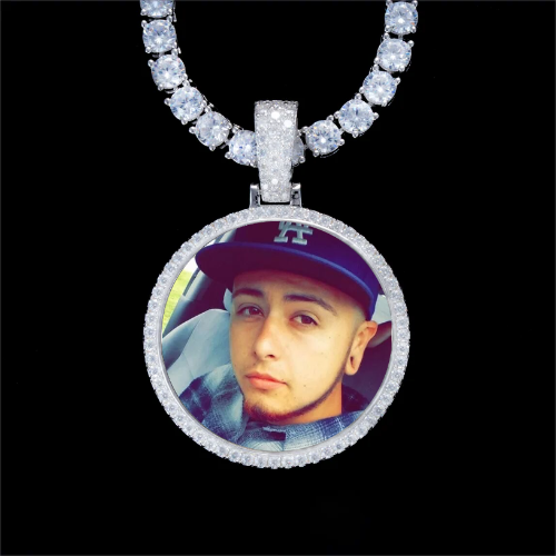 925S & VVS Moissanite 3D Circle Custom Picture Pendant