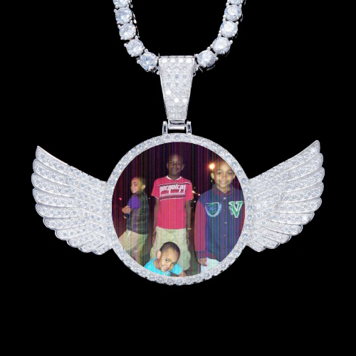 925S & VVS Moissanite 3D Wing Custom Picture Pendant