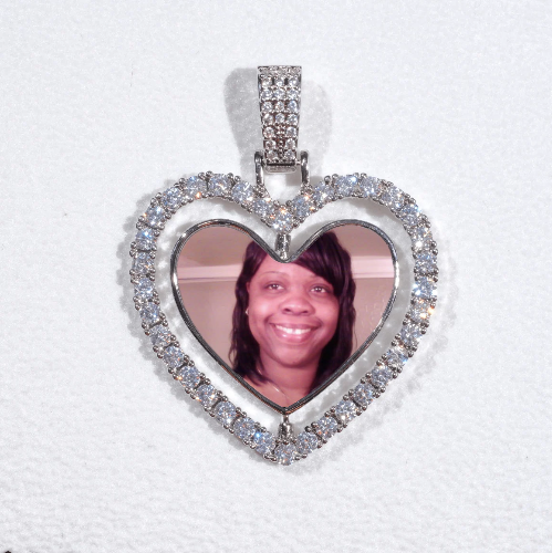 3D Spinning 2-Faced Heart Custom Picture Pendant