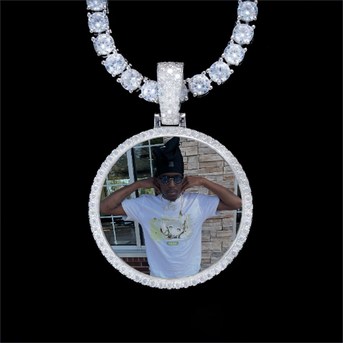 925S & VVS Moissanite 3D Circle Custom Picture Pendant