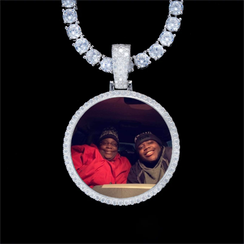 925S & VVS Moissanite 3D Circle Custom Picture Pendant