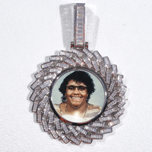 Large 3D Baguette Custom Picture Pendant