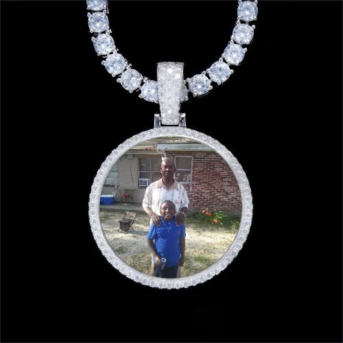 925S & VVS Moissanite 3D Circle Custom Picture Pendant