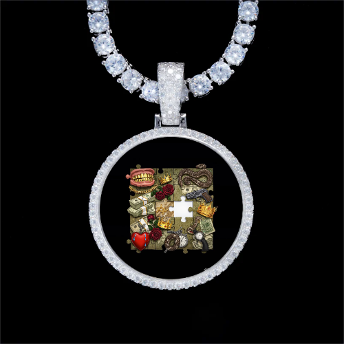 925S & VVS Moissanite 3D Circle Custom Picture Pendant
