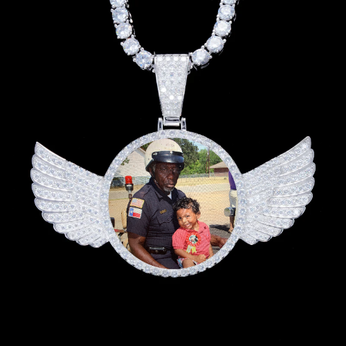 925S & VVS Moissanite 3D Wing Custom Picture Pendant
