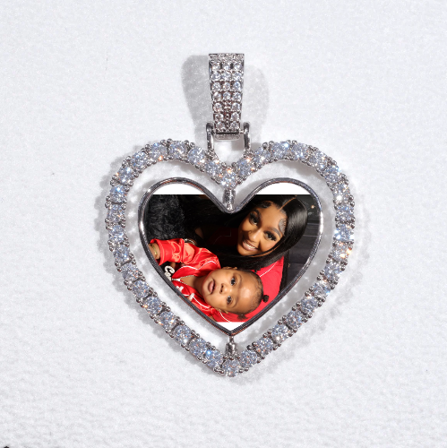 3D Spinning 2-Faced Heart Custom Picture Pendant