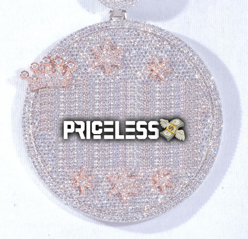 CUSTOM LETTER NECKLACE 3D BIG CROWN DISC