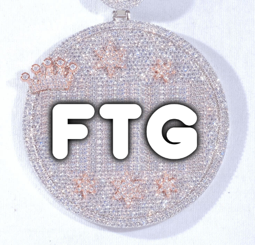 CUSTOM LETTER NECKLACE 3D BIG CROWN DISC
