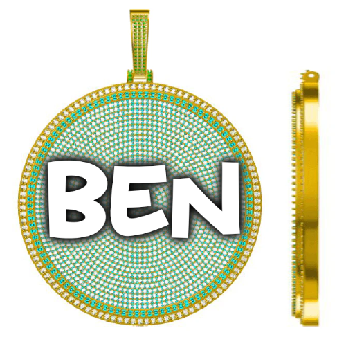 CUSTOM LETTER NECKLACE 3D BIG DISC