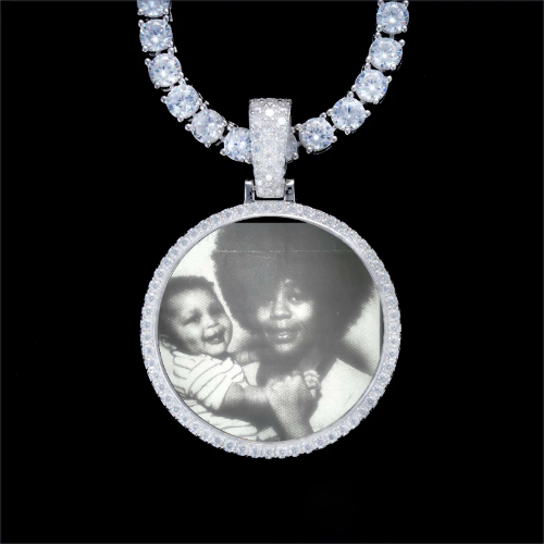 925S & VVS Moissanite 3D Circle Custom Picture Pendant