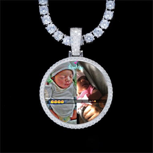 925S & VVS Moissanite 3D Circle Custom Picture Pendant
