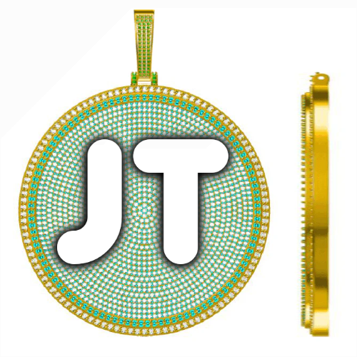 CUSTOM LETTER NECKLACE 3D BIG DISC