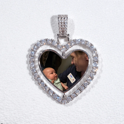 3D Spinning 2-Faced Heart Custom Picture Pendant