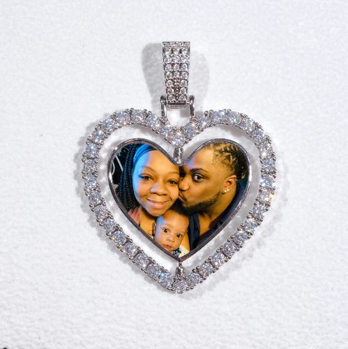 3D Spinning 2-Faced Heart Custom Picture Pendant