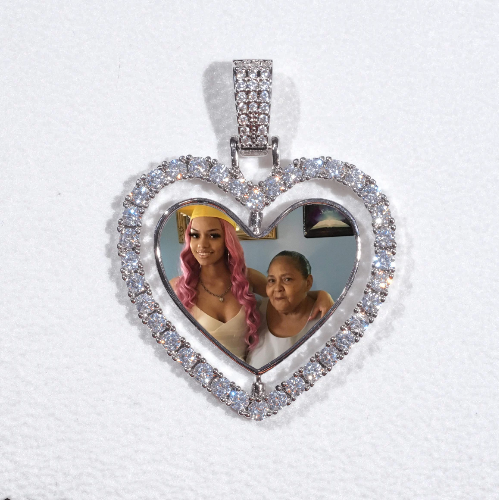 3D Spinning 2-Faced Heart Custom Picture Pendant