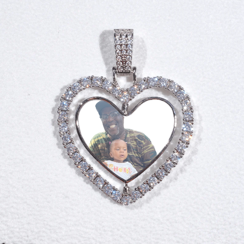 3D Spinning 2-Faced Heart Custom Picture Pendant