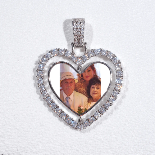 3D Spinning 2-Faced Heart Custom Picture Pendant