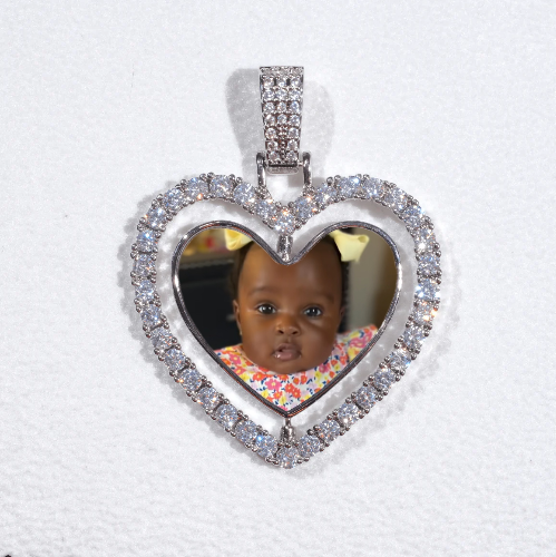 3D Spinning 2-Faced Heart Custom Picture Pendant