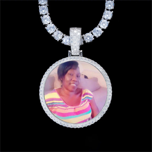925S & VVS Moissanite 3D Circle Custom Picture Pendant