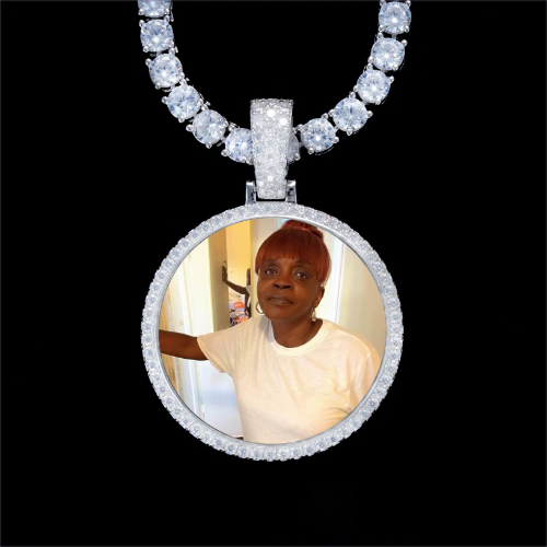 925S & VVS Moissanite 3D Circle Custom Picture Pendant
