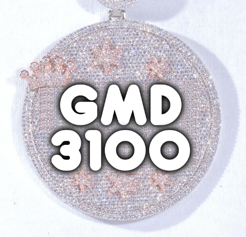 CUSTOM LETTER NECKLACE 3D BIG CROWN DISC