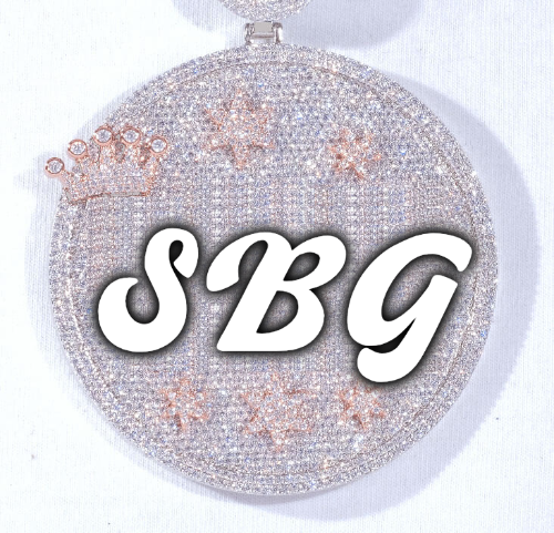 CUSTOM LETTER NECKLACE 3D BIG CROWN DISC