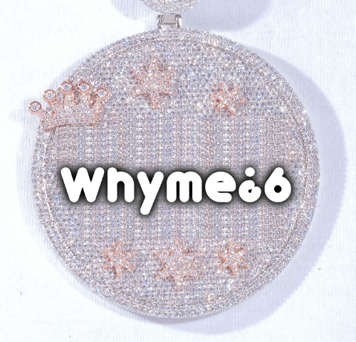 CUSTOM LETTER NECKLACE 3D BIG CROWN DISC