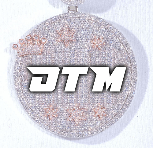CUSTOM LETTER NECKLACE 3D BIG CROWN DISC