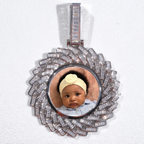 Large 3D Baguette Custom Picture Pendant
