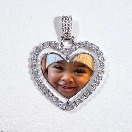 3D Spinning 2-Faced Heart Custom Picture Pendant