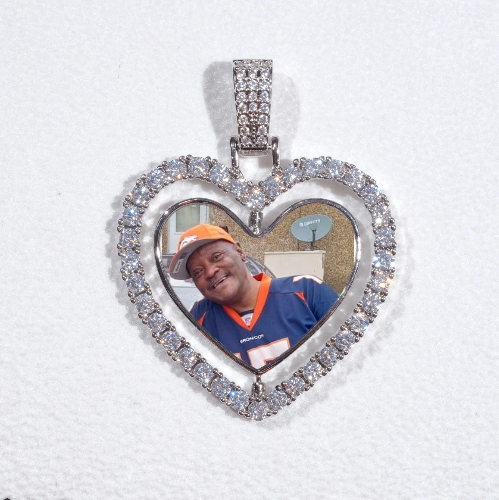 3D Spinning 2-Faced Heart Custom Picture Pendant